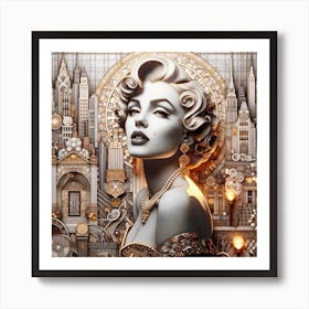 Beautiful Woman in the Style of Collage Art Print