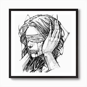 Blindfolded Drawing Art Print