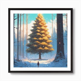 Christmas Tree In The Woods 1 Art Print