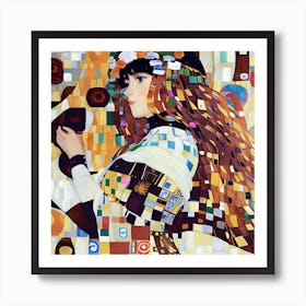 Klimt Style Young Woman Art Print