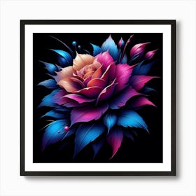 Rose On A Black Background Art Print