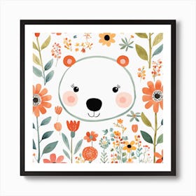 Floral Teddy Bear Nursery Illustration (5) Art Print