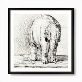 Standing Elephant, Jean Bernard Art Print