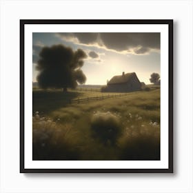 Sunset Over A Farm 1 Art Print