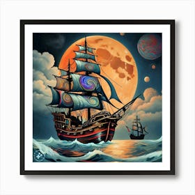 Ship At Sea Art Print