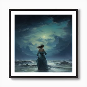 Woman In The Ocean Art Print