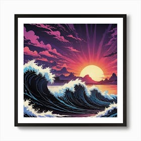 Sunset Over The Ocean 2 Art Print