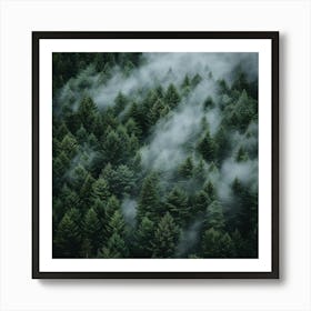 Fog In The Forest Art Print