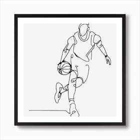 Line art Dribbling a basketball Art Print