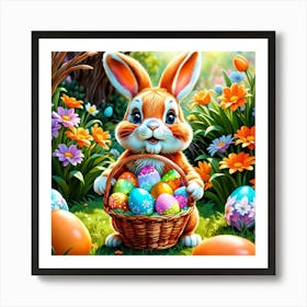 Easter Bunny With Basket 4 Art Print