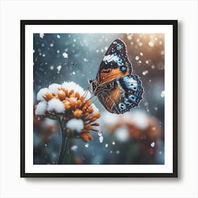 Butterfly In The Snow 1 Art Print