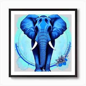 Blue Elephant 4 Art Print