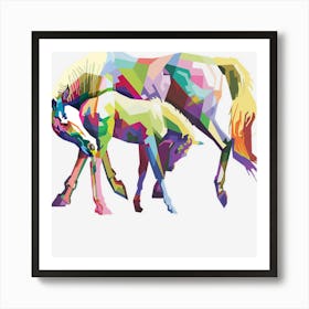 Horses In Love Colorful Horse Pop Art Style Art Print