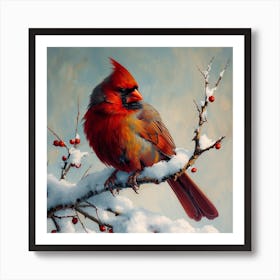 Cardinal In Snow 2 Art Print