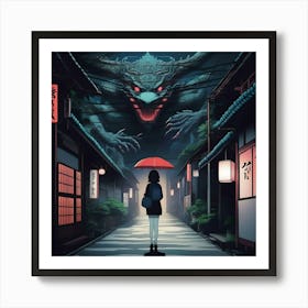 Girl with an Umbrella Art Print