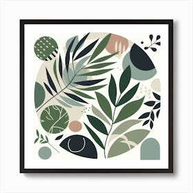 Scandinavian style, Green leaves 1 Art Print