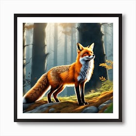 Fox In The Forest 104 Art Print