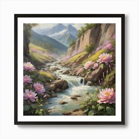 Lotus Stream Art Print Paintings Art Print