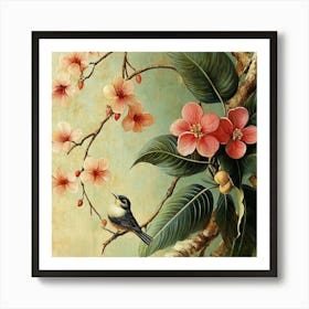 Bird On A Branch Art 4 Art Print