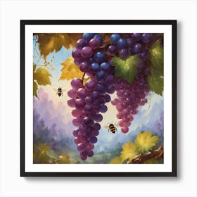 Grapes And Bees Art Print