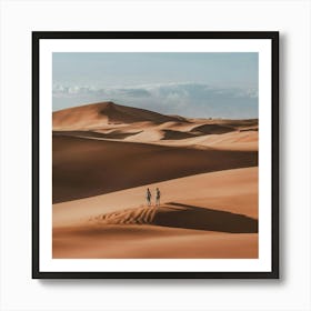 Two People Walking In The Desert Art Print