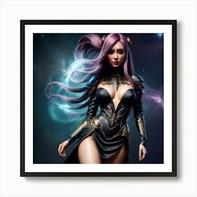 Sexy Girl With Purple Hair Art Print