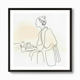 Woman Sitting At Table Art Print