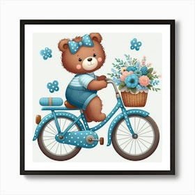 Teddy Bear On A Bike 1 Art Print