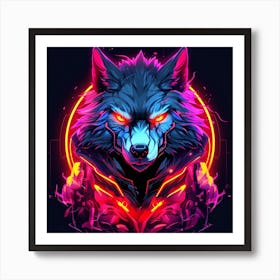 Neon Wolf Art Print