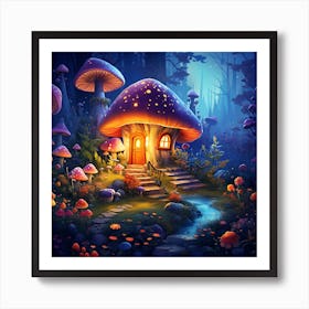 Mushroom House In The Forest Art Print