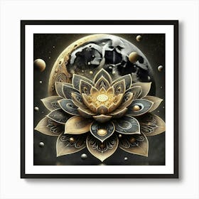 Lotus Flower With Moon Affiche