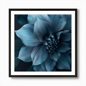 Dark Blue Flower Art Print