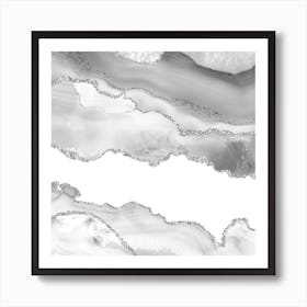 White & Silver Agate Texture 06 Art Print