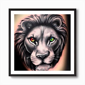 Lion Tattoo 2 Art Print