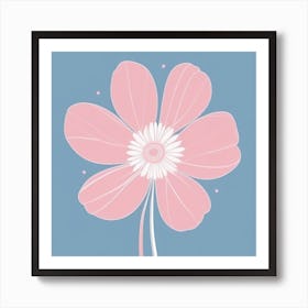 A White And Pink Flower In Minimalist Style Square Composition 461 Art Print