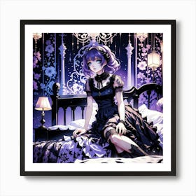 Goth Girl Waiting For You On The Bed 2 Art Print