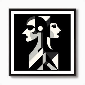 Abstract Portrait Of A Woman and Man Art Print