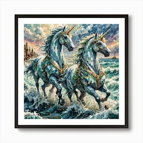 Unicorns In The Sea Art Print