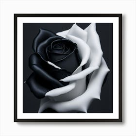 White-Balck Flower Affiche