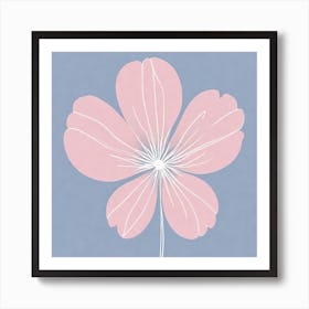 A White And Pink Flower In Minimalist Style Square Composition 185 Art Print