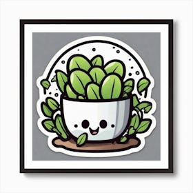 Kawaii Plant Sticker Art Print