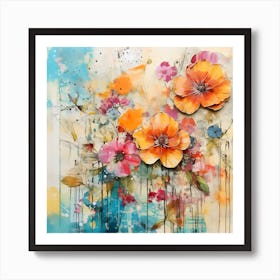 Vintage Bright Flowers 8 Art Print