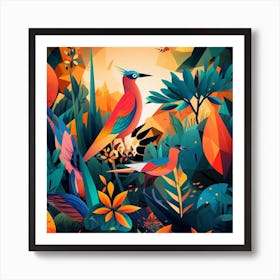 Colorful Birds In The Jungle Art Print