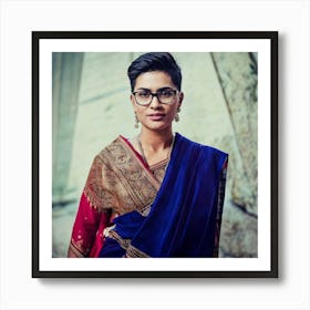 Firefly Indian, Businesswoman, Confident, 30s, Formal, Saree, Modern Twist, Short Hair, Styled Hair, (11) Art Print