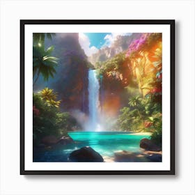 Waterfall In The Jungle 36 Art Print