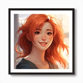 Orange Haired Girl Anime Art Print