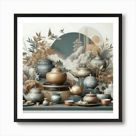 Asian Teapots 2 Art Print