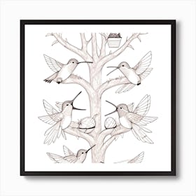 Hummingbirds In The Tree 2 Art Print