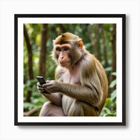 A Monkey With A Smart Phone 2063302775 Art Print