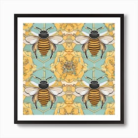 Bees network Art Print